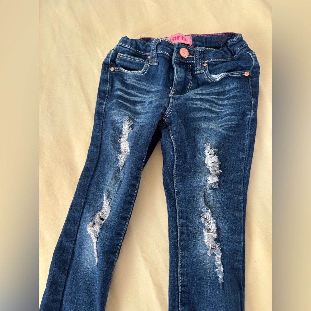 Cutie Patootie/Pink Latte bundle of Trendy Kids' Denim Jeans Navy and White Sz 4 - Picture 7 of 10